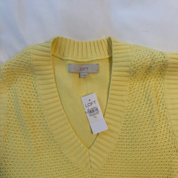 Lemon Yellow V-Neck Sweater Vest Loft  XL - NEW - Picture 6 of 9
